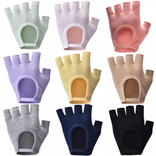 Pilates Yoga Non-Slip Grip Workout Gloves Weight Lifting Gym Half-Finger Mittens