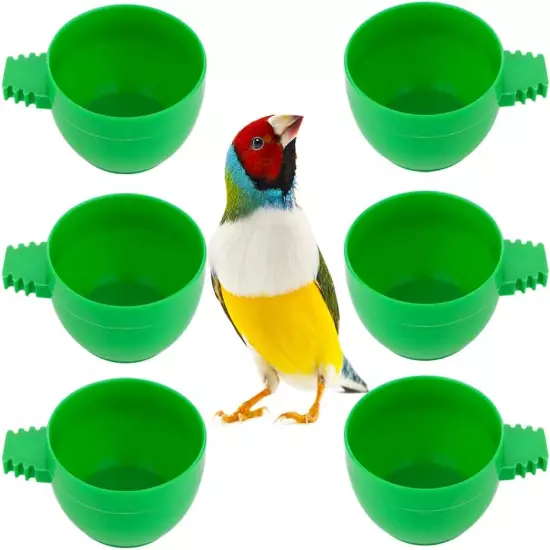 6 Pcs Bird Mini Plastic Feeder Parrot Small Food Water Bowl Cage Sand Cup Feedin