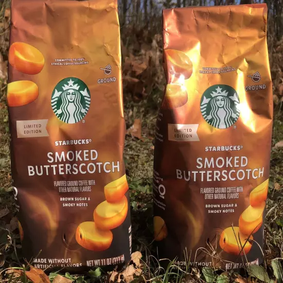 2X STARBUCKS FALL LIMITED EDITION SMOKED BUTTERSCOTCH Ground Coffee 11 Oz Ea.