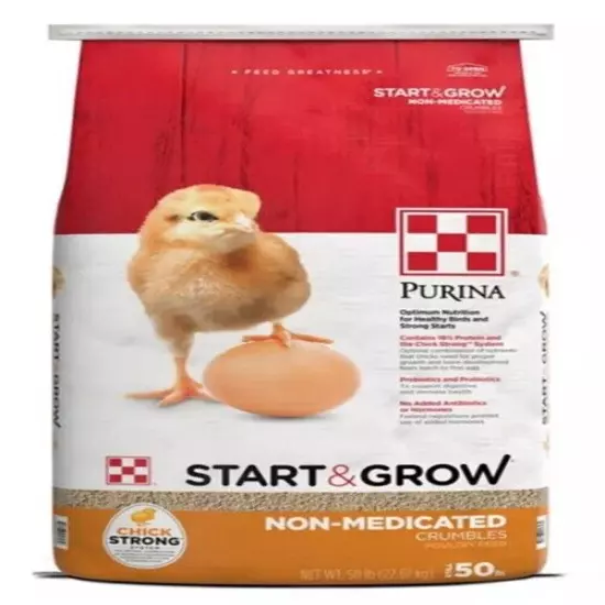 Purina Start and Grow Non-Medicated Chick Feed Crumbles 5, 25 or 50 LBS