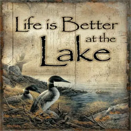 Life Is Better At The Lake Rustic Metal Tin Sign, 12.5" W x 16" H