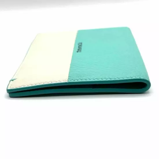 Tiffany & Co Italy White + Blue Leather Passport Cover Used