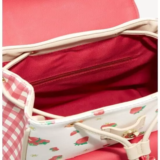 Strawberry Shortcake Gingham Mini Backpack Bag & Wallet Cardholder Set New