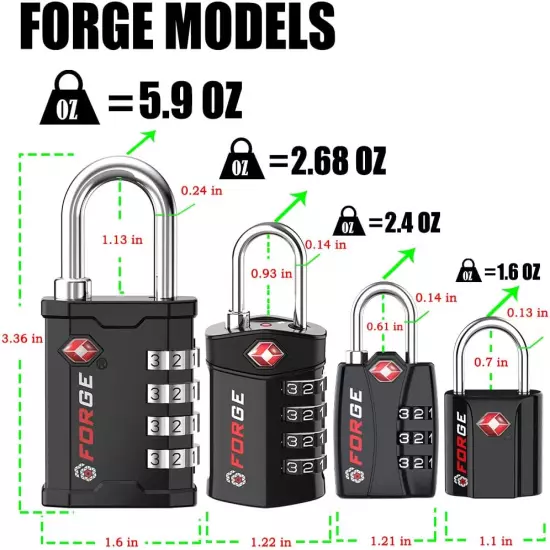 4 Digit 17067 TSA Approved Tool Box and Case Lock, Combination Padlock for Trave