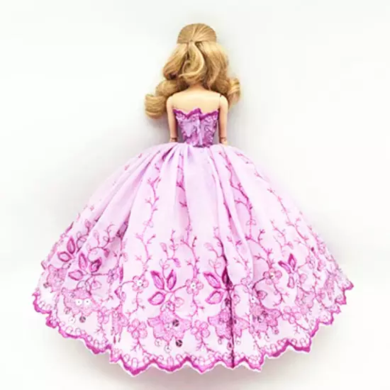 1/6 Doll Clothes Outfits Floral Lace Wedding Dress Gown 11.5" Dolls Accessories