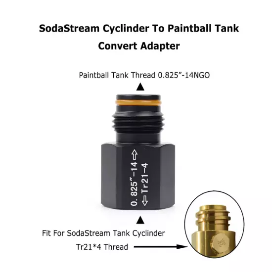 0.825" Co2 Cylinder Convert Adapter To Paintball Tank Thread Fit For SodaStream