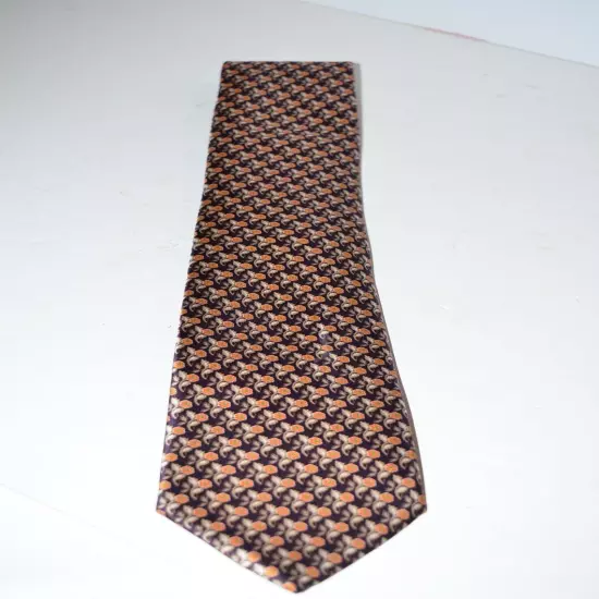 Brioni Purple Orange floral Silk Tie Made in Italy Unique design