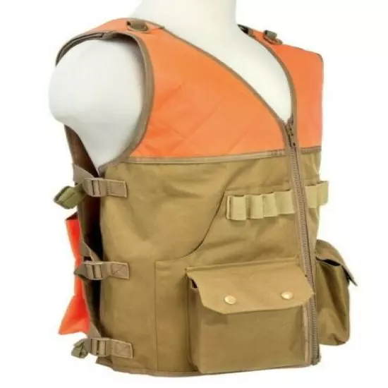 VISM Hunting Vest Shooting Safety Vest Duck Quail Pheasant Hunting TAN w/ BLAZE~