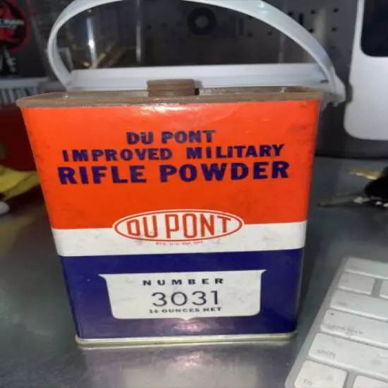 Vintage Dupont "EMPTY" Tin Can Military Rifle Powder Can #3031 Vintage