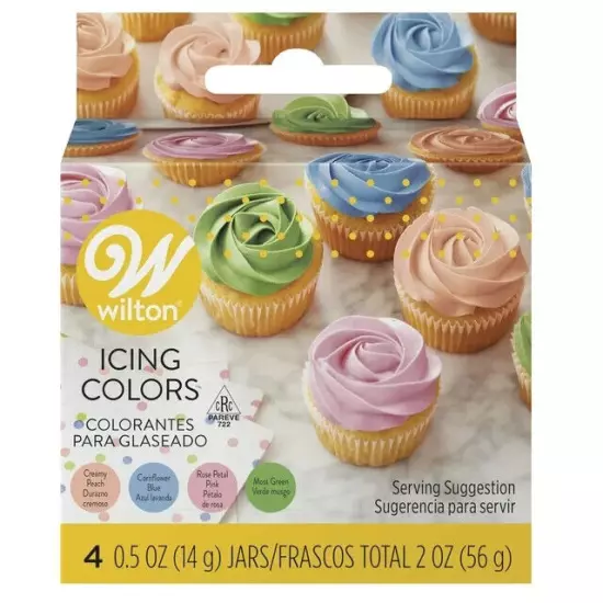 LOT OF FOUR Wilton Icing Colors Edible Decorate Gel Color Set New 16 JARS Total