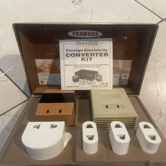 Vintage Franzus Extra Power Travel Foreign Electricity Converter Kit Model TK-16