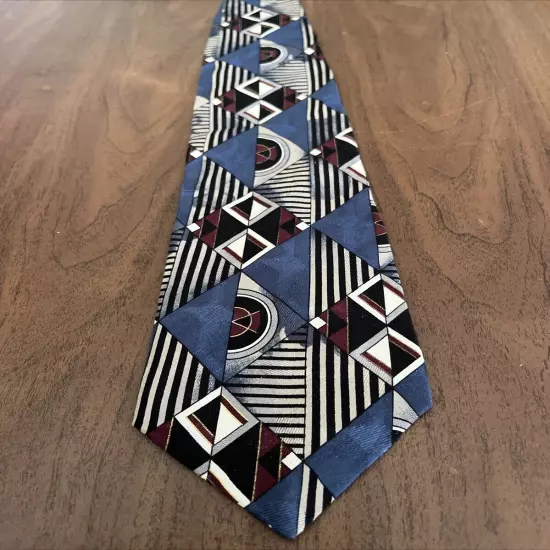 Boston Traders Men's Silk Tie 57" X 4" Multi-Color Geometric