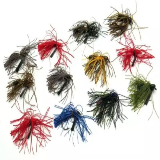 Rattling Weedless Weighted Bass Jig, Mixed Lot of 12 Various