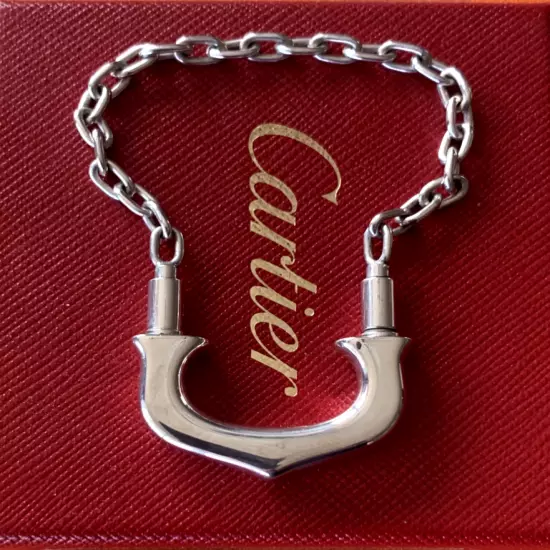 Cartier "C" Key Chain Sterling Silver 925 Vintage