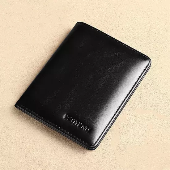 Genuine Leather Rfid Wallet, Slim Minimalist Wallets Black ID Credit Card Holder