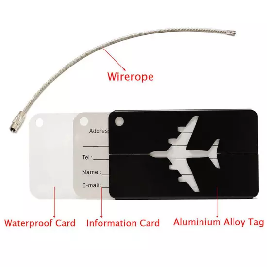 Travel Aluminium Plane Luggage Tags Suitcase Label Name Address ID Baggage Tag ^