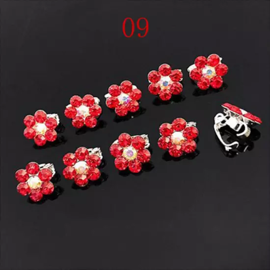 10PC Mini Claw Clamp Sweet Girls Hair Clip Metal Rhinestone Crystal Flower WOMEN