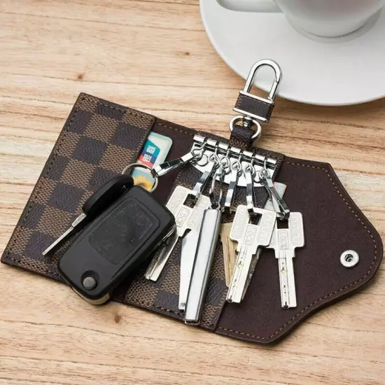 Genuine Leather Key Holder Case Keychain Pouch Bag Car Wallet Key Ring Unisex'