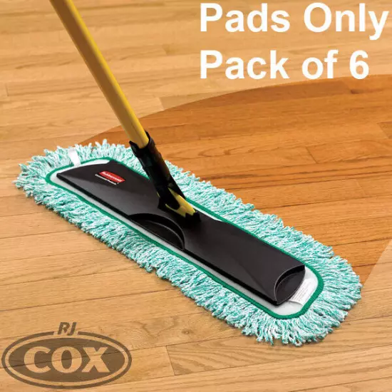 Rubbermaid FGQ43800GR00 HYGEN 36" Green Microfiber Fringed Dust Mop Pads 6 Pack