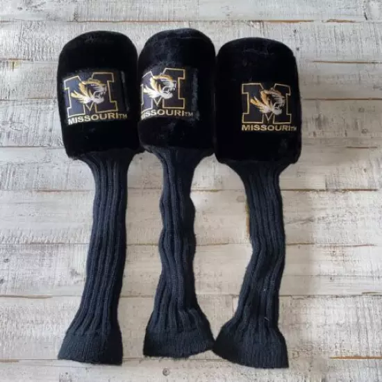 Missouri Tigers Set of 3, Wood headcovers 1, 3, X Black With Embroidered Logo