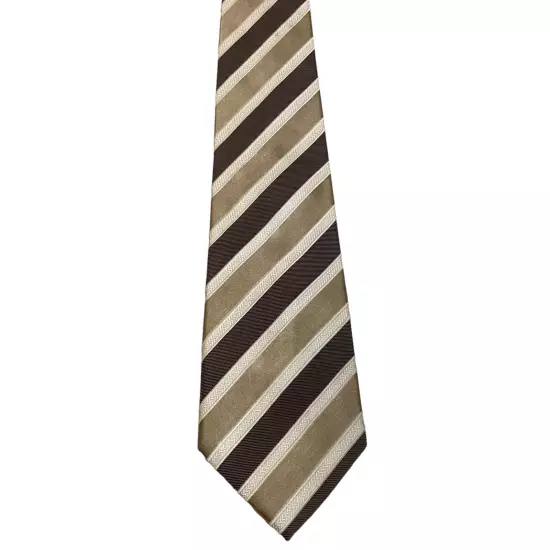 DONALD TRUMP President Signature Collection Silk Necktie STRIPED Brown/Tan GUC