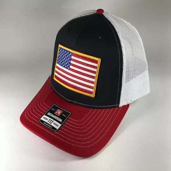 Richardson 112 American Flag 6 Panel Adjustable Snapback Trucker Mesh Hat