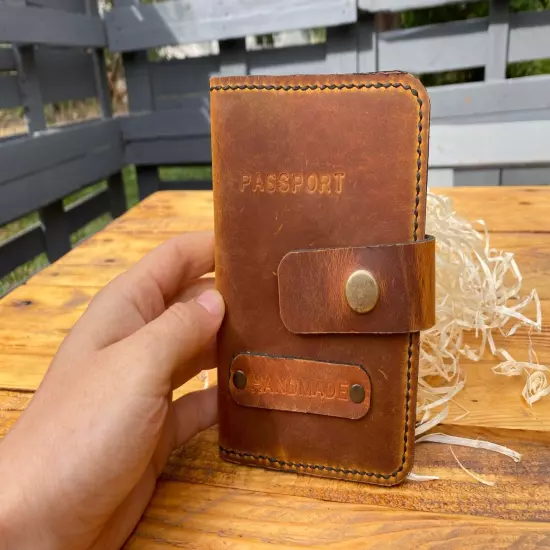 passport cover made of genuine leather. handmade.