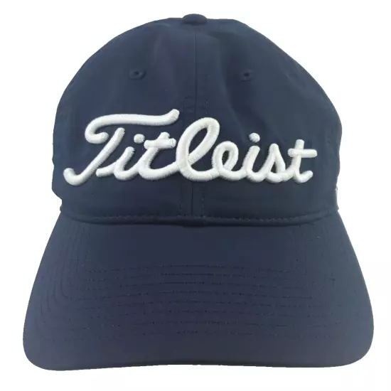 Titleist Pro V1 FJ FootJoy Logo Golf Hat Poly/Spandex Adjustable Cap Navy Blue