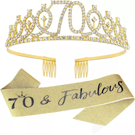 70Th Birthday Sash and Tiara Birthday Crown Sash 70Th Birthday Gifts for Women 7