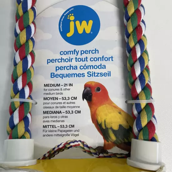 JW Comfy Perch Medium 21" CUSTOMIZABLE BIRD PERCH: This rope bird perch bends in