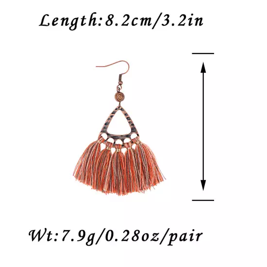 Fashion Women Bohemian Earrings Long Tassel Fringe Drop Dangle Ear Stud Jewelry