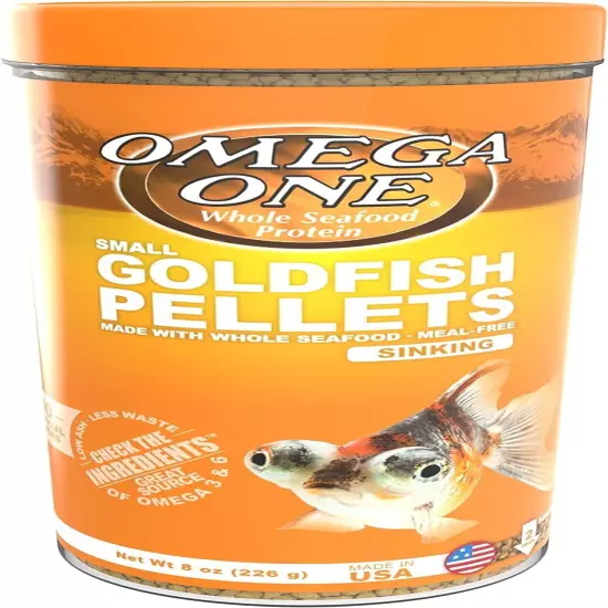 Omega One Goldfish Pellets, Sinking, 2mm Small Pellets, 8 oz