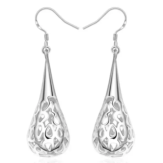 New 925 Sterling Silver Filled Filigree Drop Dangle Earrings Cute 