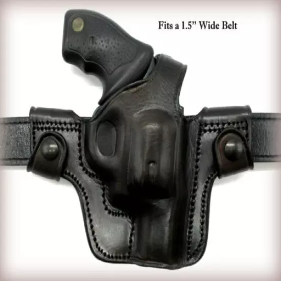 TEXAS 1836 Right Hand Leather Dual Snap Thumb Break Belt Holster for S&W J-FRAME