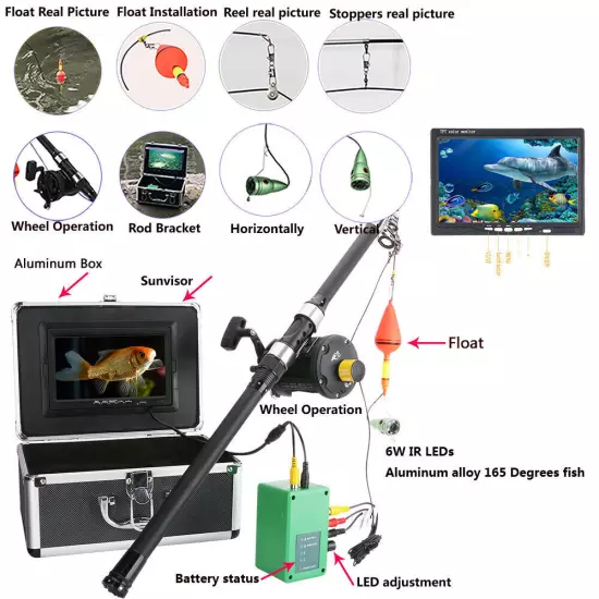 Underwater Fishing Camera Video Fish Finder with 7" LCD Monitor 1000TVL Camera