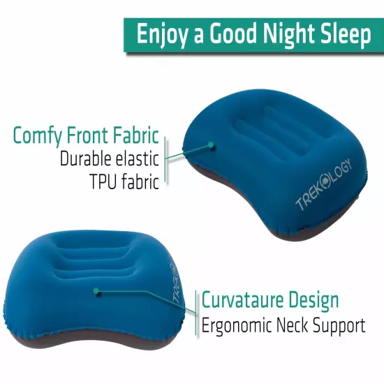 Trekology Inflatable Camping Pillow, Aluft 1.0 Backpacking Pillow, Travel Pillow