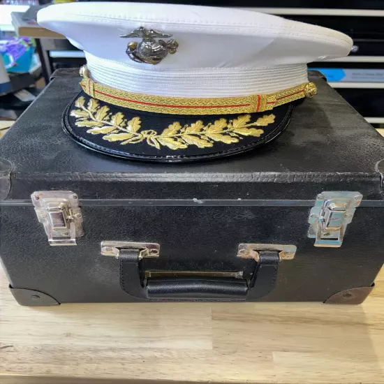 USMC Officer's Visor Service Cap or Hat With Box