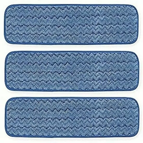 Pack of 3 Rubbermaid Hygen Microfiber 18" Damp Room Mop Pads Q410 Blue Color