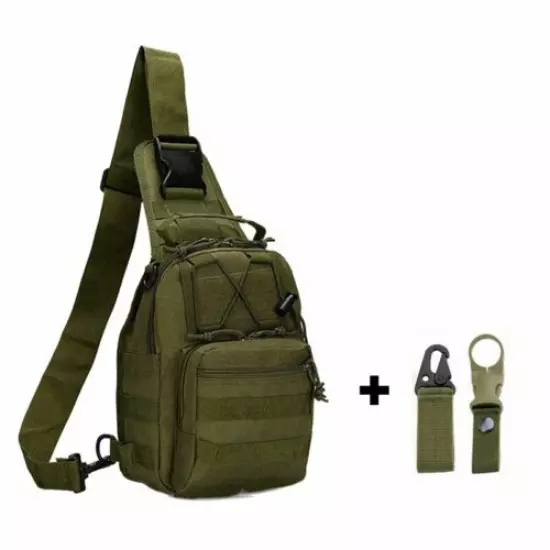 Tactical Shoulder Bag Chest Pack Crossbody + Belt Buckle + Bottle Carry Hook Set