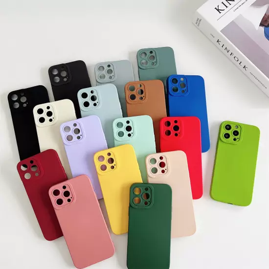 For iPhone 16 Pro Max 15 14 Plus 13 Shockproof Liquid Silicone Soft Case Cover 