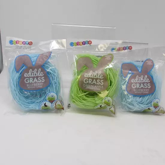 Galerie Edible Grass Lot of 3 Apple Blueberry Easter Basket 3oz EXP 06/2025 NEW