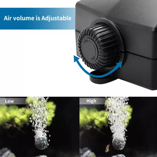 Aquarium Air Pump,Air Pump for Fish Tank Air Bubbler 1 Outlet,Adjustable Air ...