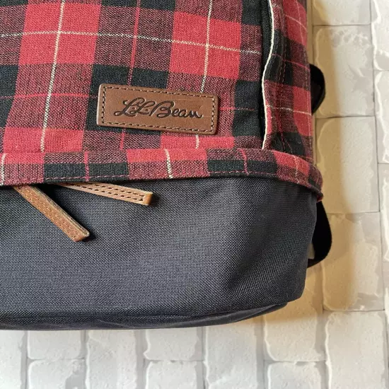 LL Bean Backpack Bookbag Wool Blend Plaid Flannel Laptop Tablet Travel School