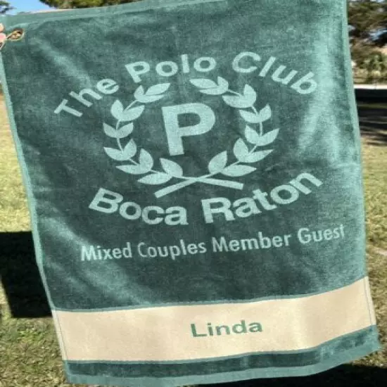 The Polo Club Boca Raton Green Women Ladies Golf Towel Monogrammed LINDA 