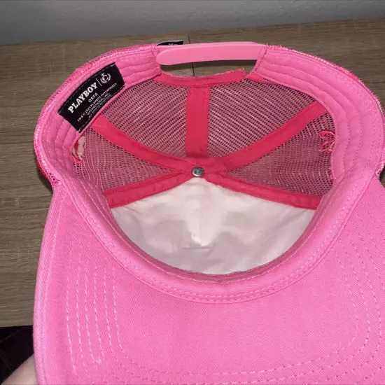 Playboy Trucker Hat Pink White 