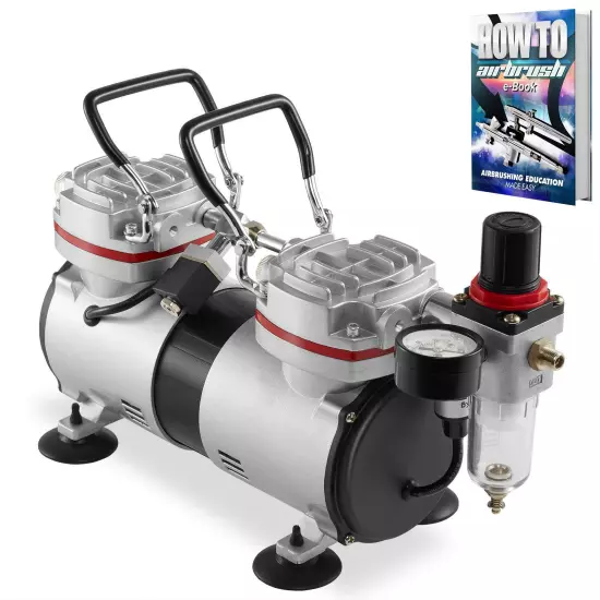 1/3 HP Double Piston Airbrush Compressor with Regulator, Gauge and Water Trap...