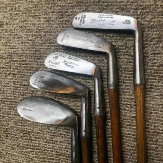 Sweet! Stainless hickory UK mixed iron set antique wood shaft golf clubs