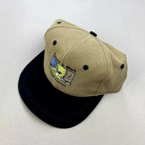 Vintage Golf Cartoon Hat Strapback Tan Classic Course Links Logo Adjustable 90s