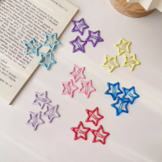 10-100pcs Y2k Star Hair Clips Women Girls Metal BB Snap Hair Pins Barrette