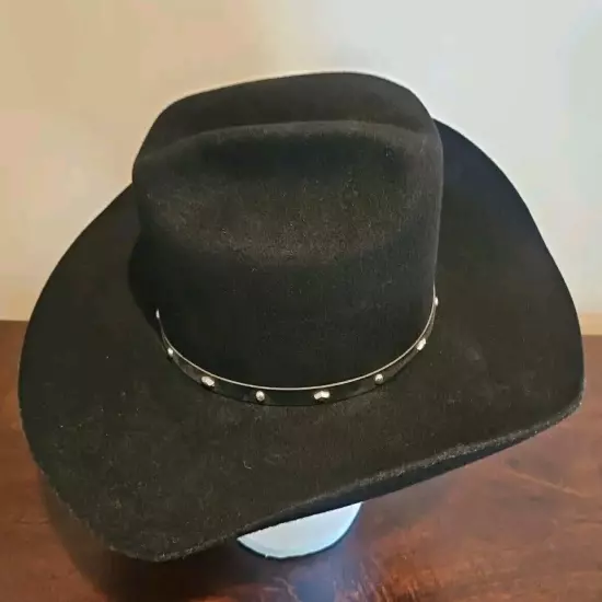 Stallion Stetson Cowboy Hat Black XX Wool Size 59 7 3/8